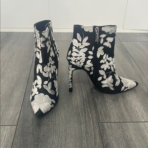 Elegant Black and Silver Women's Ankle Boots
